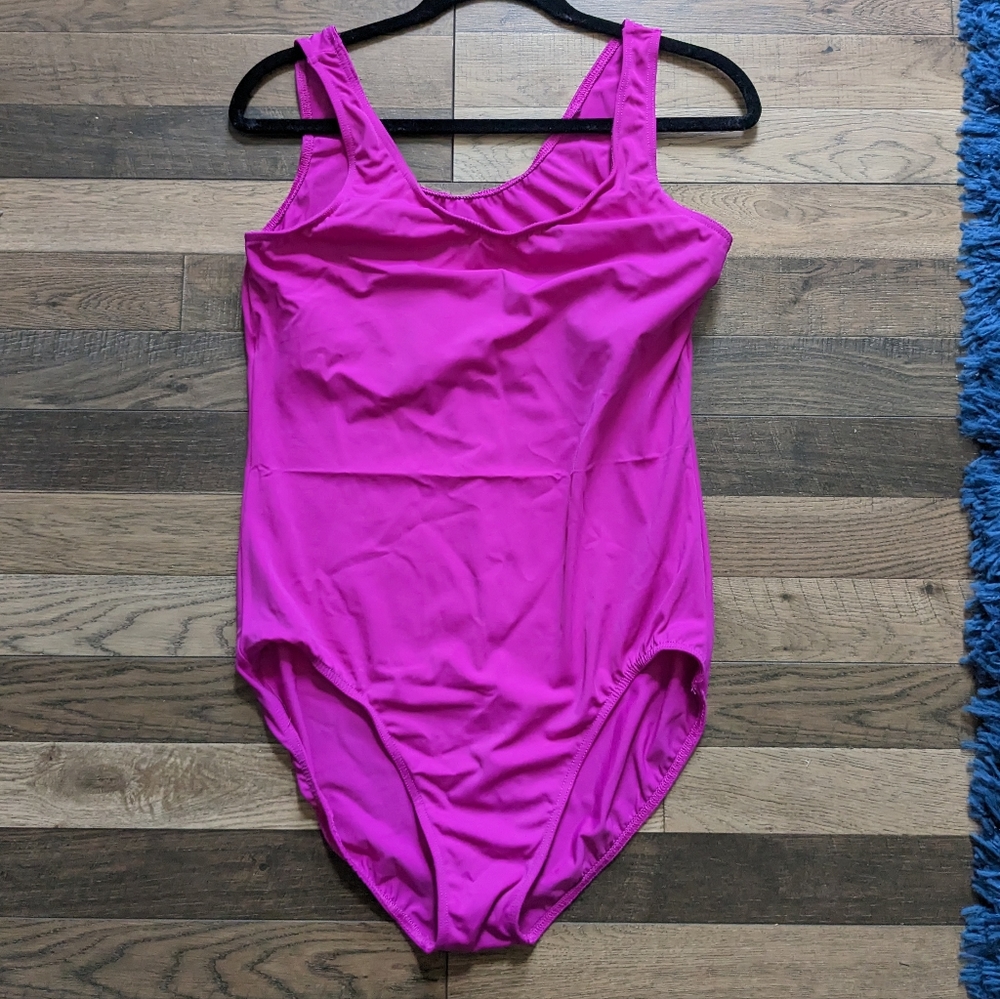 Balera hot pink tank leotard adult XL  EUC